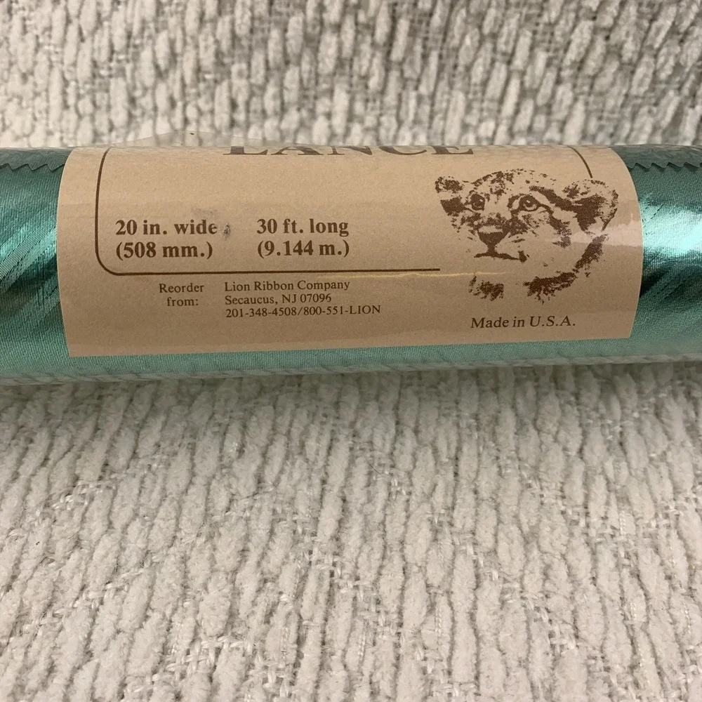 Vtg Christmas Wrapping Paper Foil Metallic Green Shiny MCM Texture NOS Lance USA